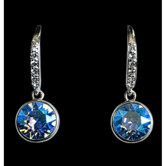 New Tocara Sterling Silver Earrings DiAmi Crystal Blue Faceted Gem Josette Hook - Picture 13 of 13